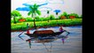 How to Draw Boats & A Riverside landscape by sketch pen step by step