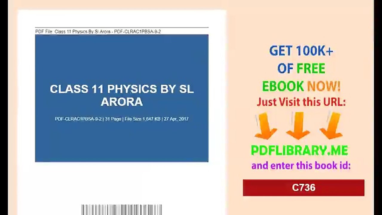 Class 11 Physics By Sl Arora