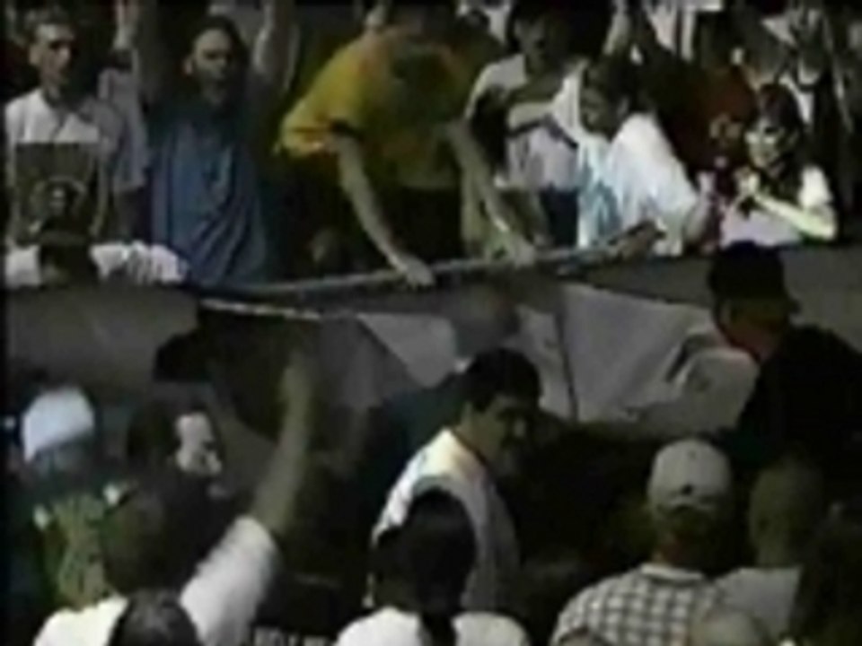 Wrestling - ECW - Taz DDT's Bigelow Through Entrance Ramp