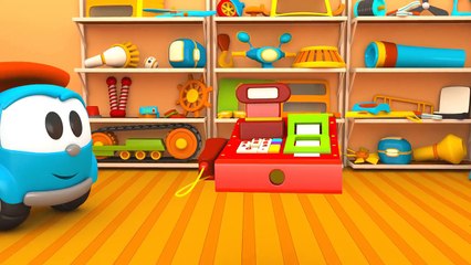 Leo the truck & a cash register. Car cartoons & learning videos. Numbers for kids with Leo the truck-OPMo3vj0C9c