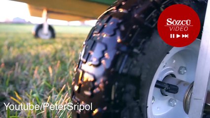 Elektrikle çalışan uçak ile gökyüzünde süzüldü