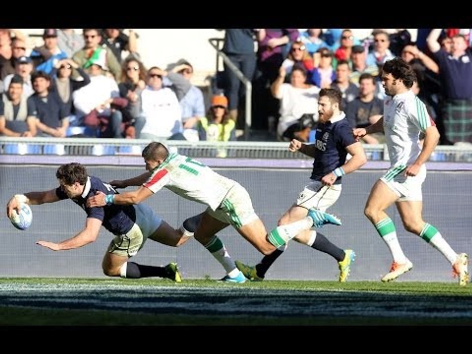 Marvellous Alex Dunbar 2nd Try-  Italy v Scotland 22nd February 2014