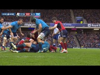 Tommy Allen and Simone Favaro team up in defence, Scotland v Italy, 28th Feb 2015