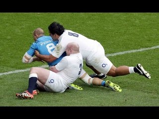 Brilliant Sergio Parisse Try, England v Italy, 14th Feb 2015
