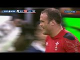Jamie Roberts dives to score his first Try - Wales v Scotland 15th March 2014