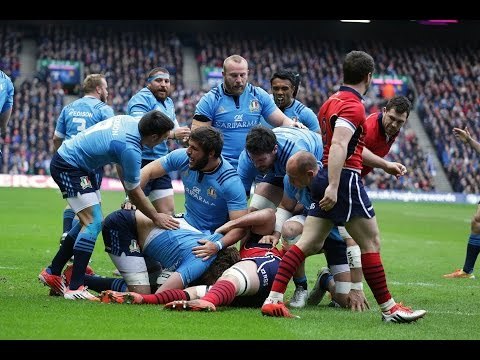 Josh Furno burrows over for 1st Italian Try, Scotland v Italy, 28th Feb 2015