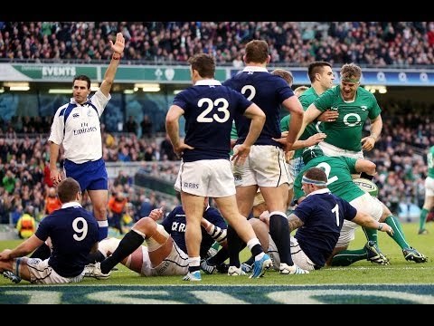 Jamie Heaslip Try from rolling maul - Ireland v Scotland 2nd February 2014