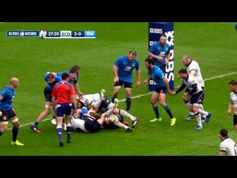 Russell crosses for first try after sustained pressure! | RBS 6 Nations