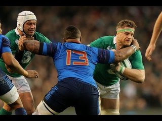 Ireland's midfield holds onto Bastareaud - Ireland v France, 14th Feb 2015