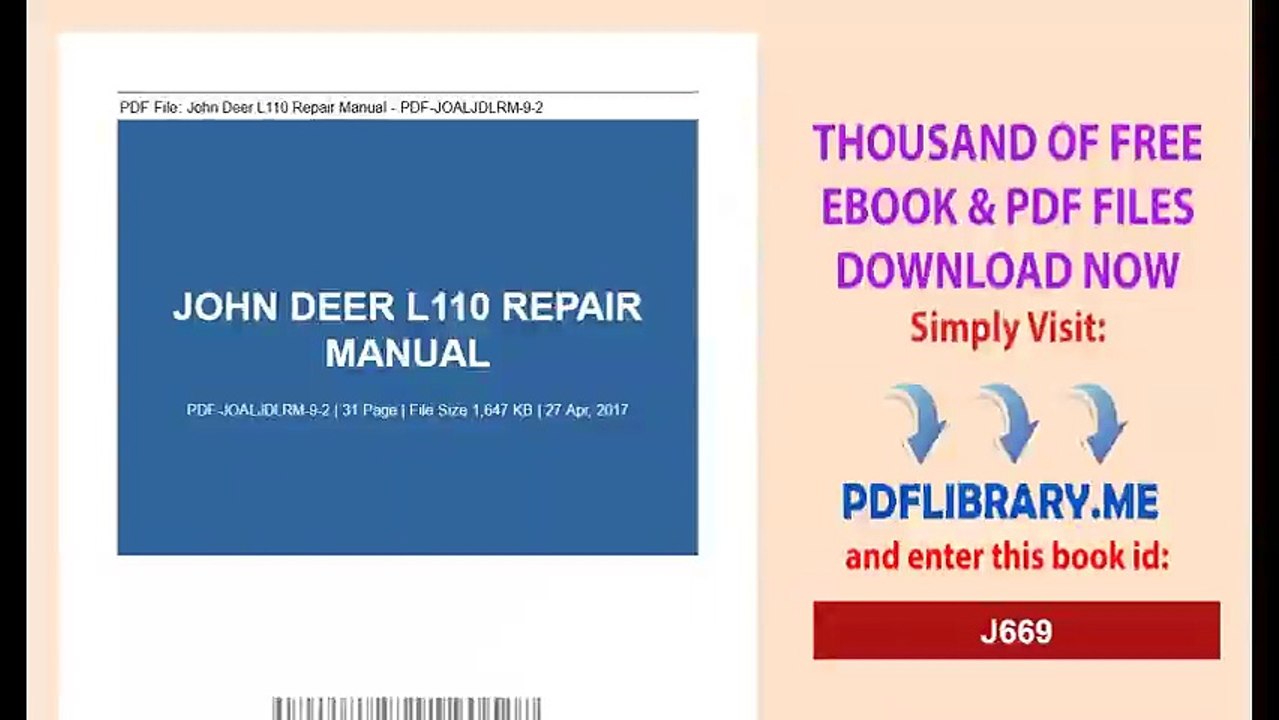 John Deer L110 Repair Manual