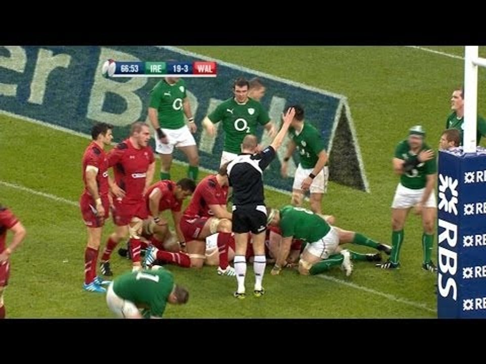 Wales penalised inches short for triple movement - Ireland v Wales 8th February 2014