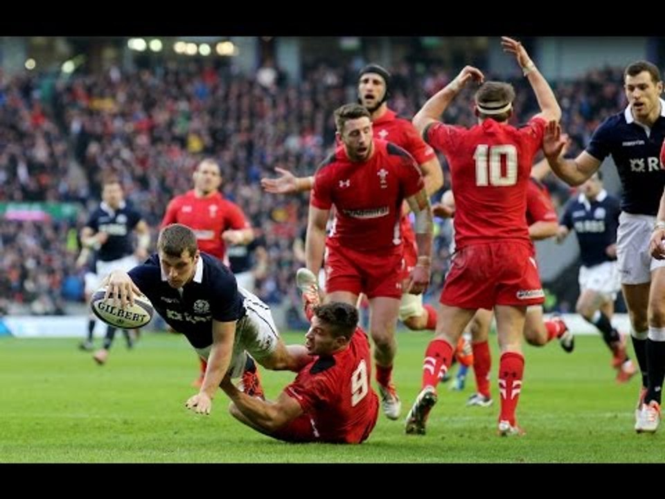 Great pick up by Bennett, try disallowed as ball went forward - Scotland v Wales, 15th Feb 2015