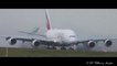 L'impressionnante vague créée par l'Airbus A380 à l'atterrissage sous la pluie !