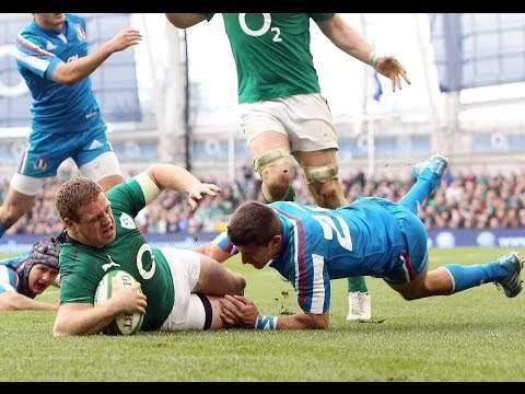 Fergus McFadden touches down for excellent Try - Ireland v Italy 8th March 2014