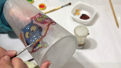 Pintura em Pote de Plástico e Decoupagem/Diy -Reciclagem