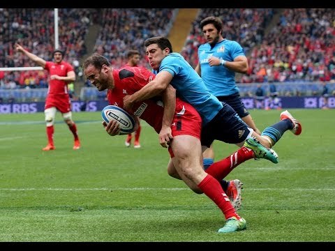 Brilliant Jamie Roberts Try, Italy v Wales, 21st March 2015