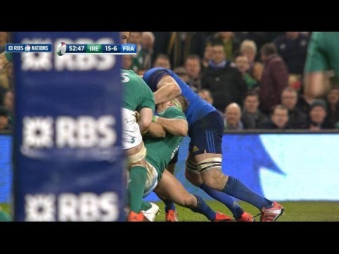 Pascal Pape Yellow Card - Ireland v France, 14th Feb 2015