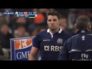 John Beattie gets Yellow Card, France v Scotland, 07th Feb 2015