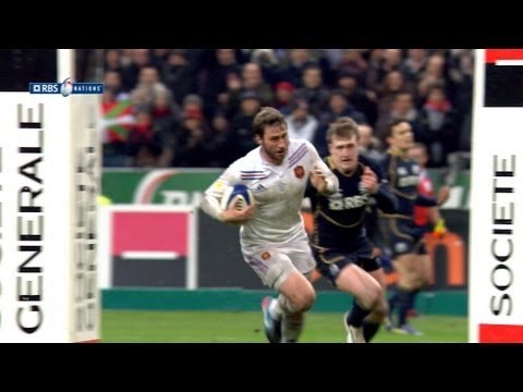 Awesome Bastareaud Break and Maxime Medard Try, France v Scotland 16 March 2013