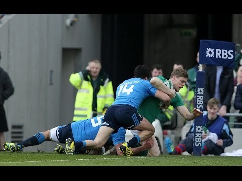 Trimble scores first try after nice chip in behind! | RBS 6 Nations