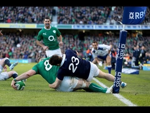 TMO confirms Jamie Heaslip does not score a try - Ireland v Scotland 2nd February 2014