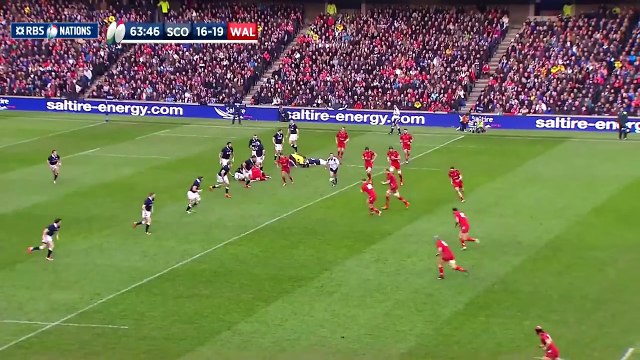 Excellent Jonathan Davies Try, Scotland v Wales, 15th Feb 2015
