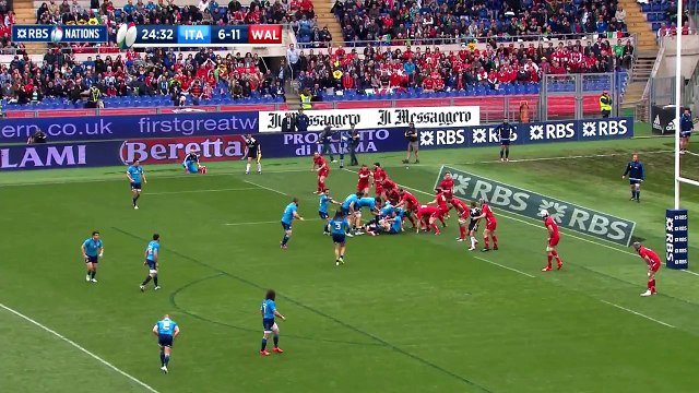 Great Giovanbattista Venditti Try, Italy v Wales, 21st March 2015
