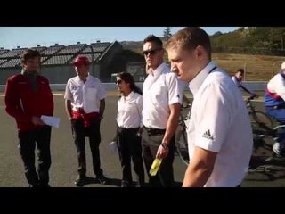 A fun look at the drivers our doing a reconnaissance lap  on foot of the Fuji circuit