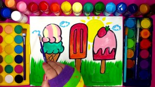 Painting Ice Cream Popsicle Coloring Pages How to draw and icecream cone - Summer Playlist ❤