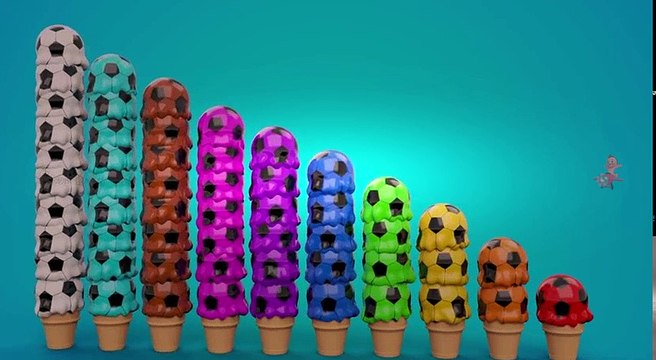 Learn Colors Numbers for Babies with Ice Cream Scoops Soccer Balls Kids Children Toddler Educational