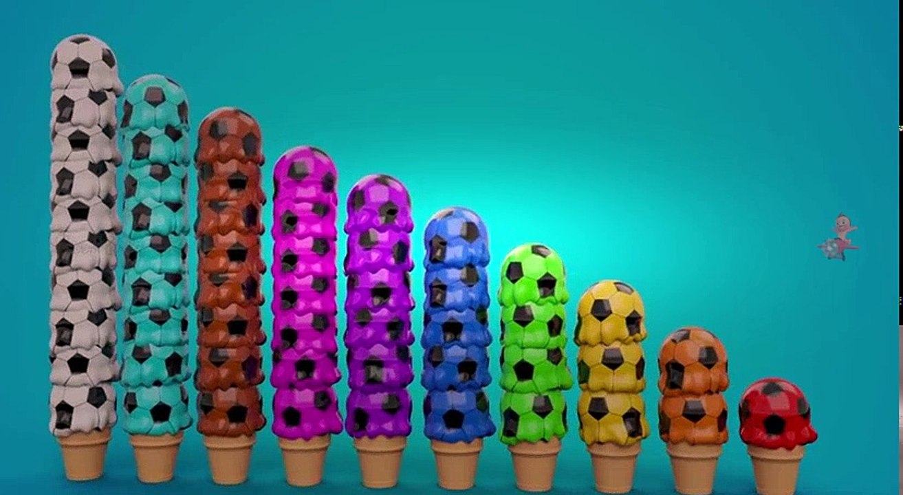Learn Colors Numbers for Babies with Ice Cream Scoops Soccer Balls Kids Children Toddler Educational