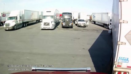 Tractor Trailer Hits Semi While Trying To Leave Parking Spot