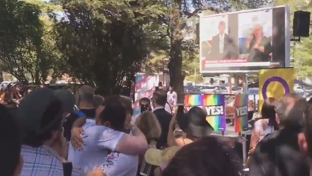 Canberra Crowds Cheer Positve Results of Same-Sex Marriage Survey