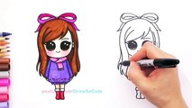 How to Draw   Color Chibi Girl #9 Step by step w/Crayola Markers, pencils