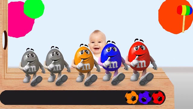 Learn Colors With Colorful M&M's Candy Soccer Balls WOODEN HAMMER Cartoon for Kids Toddlers Babies