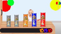 Learn colors with Colorful Pringles Chips Soccer Balls WOODEN HAMMER Carton for Kids Toddlers Babies