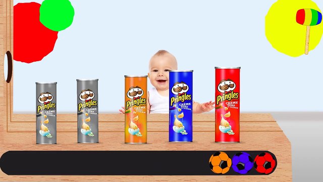 Learn colors with Colorful Pringles Chips Soccer Balls WOODEN HAMMER Carton for Kids Toddlers Babies