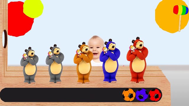 Masha And The Bear Colors For Children To Learn With Colors Bear and Soccer Balls - WOODEN HAMMER