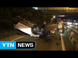 동부간선도로 달리던 SUV 차량 뒤집혀...1명 부상 / YTN (Yes! Top News)