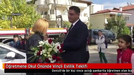 Öğretmene Okul Önünde Vinçli Evlilik Teklifi