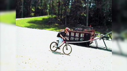 Fail Mountain Biker Falls Out of Foam Pit