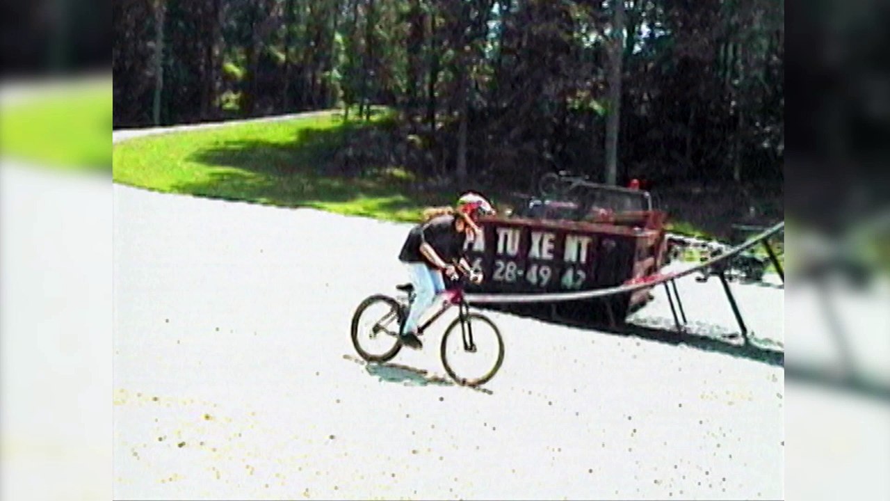 Fail Mountain Biker Falls Out of Foam Pit