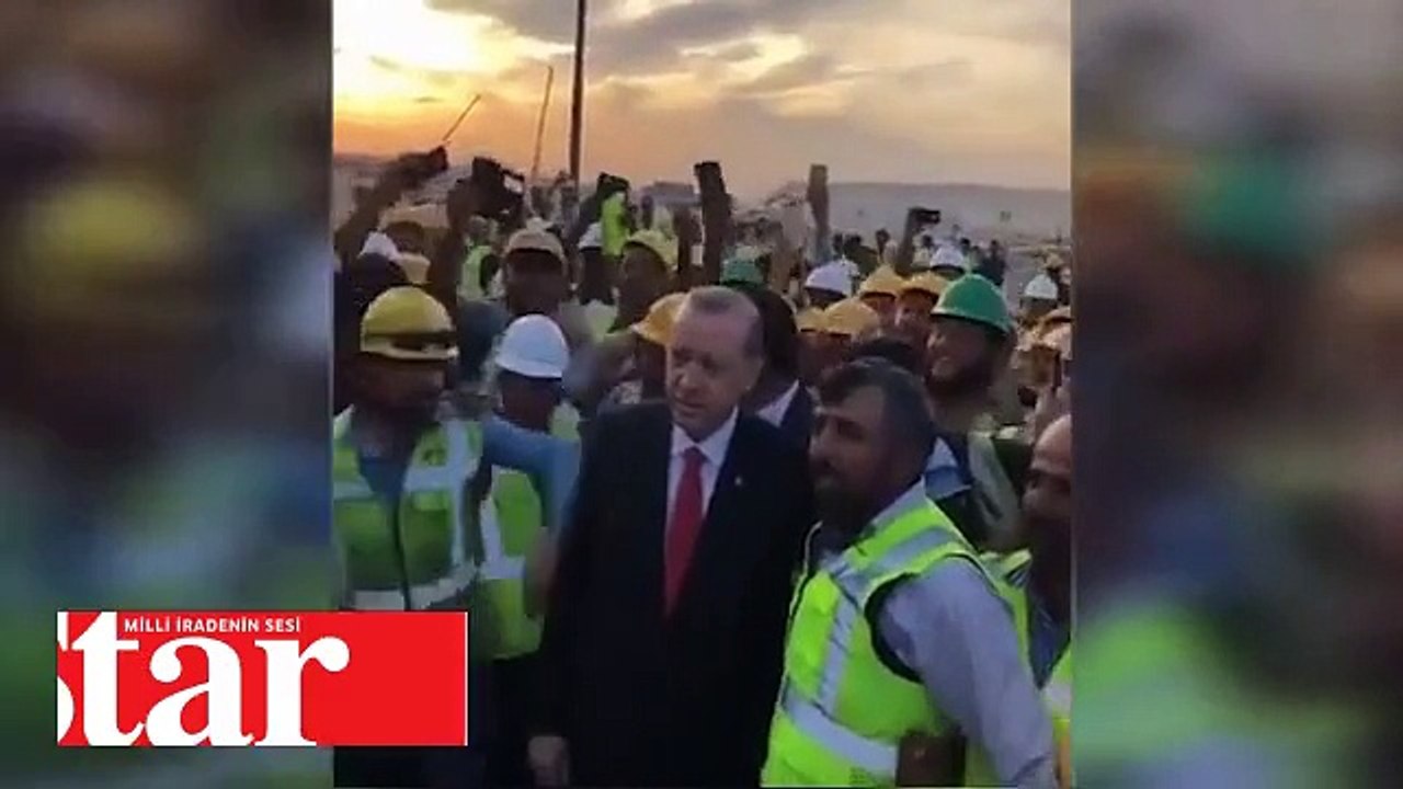 Kuveyt'teki Türk işçilerden Cumhurbaşkanı Erdoğan'a sevgi seli!; O anlar kamerada
