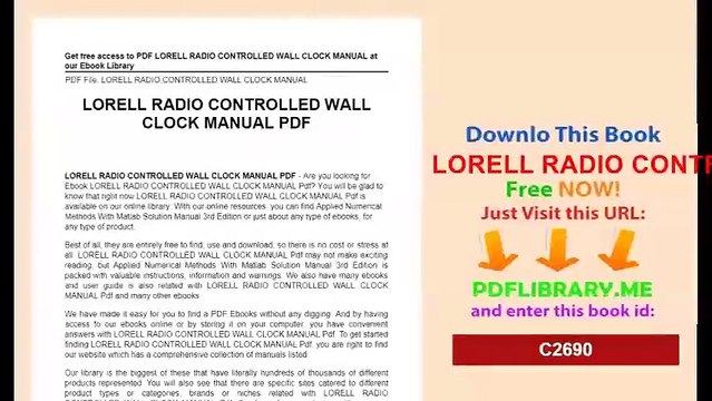 LORELL RADIO CONTROLLED WALL CLOCK MANUAL