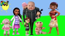 Wrong Heads Moana Despicable me Gru Doc McStuffins Baby Doll Johny Johny Yes Papa Nursery Rhymes-bT2LX9PAOmQ