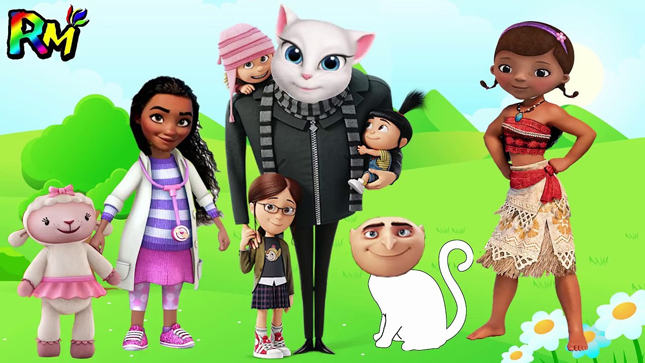 Wrong Heads Moana Despicable me Gru Doc McStuffins Talking Angela The Alphabet Song Nursery Rhymes-y-ZXOkoX_Vk