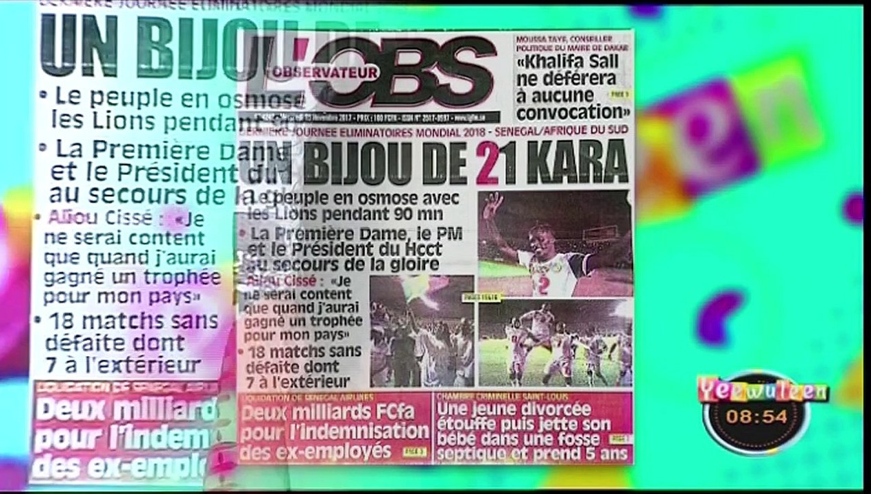 RUBRIQUE REVUE DES TITRES avec IBOU DIOUF dans Yeewu Leen du 15 Novembre 2017