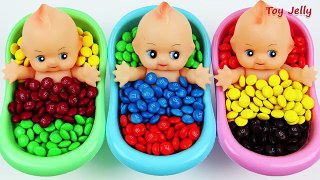 Baby Doll Bath Time Nursery Rhymes Finger Song Colors M&Ms Surprise Eggs For Children Kid