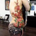 TGXB - Cô gái cá tính xăm hình Tattoo hoa kín đùi lên eo nghệ thuật lạ mắt