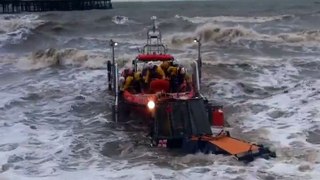 Recovery of the Atlantic 85 class lifeboat with the talus amphibious tractor in rough conditions